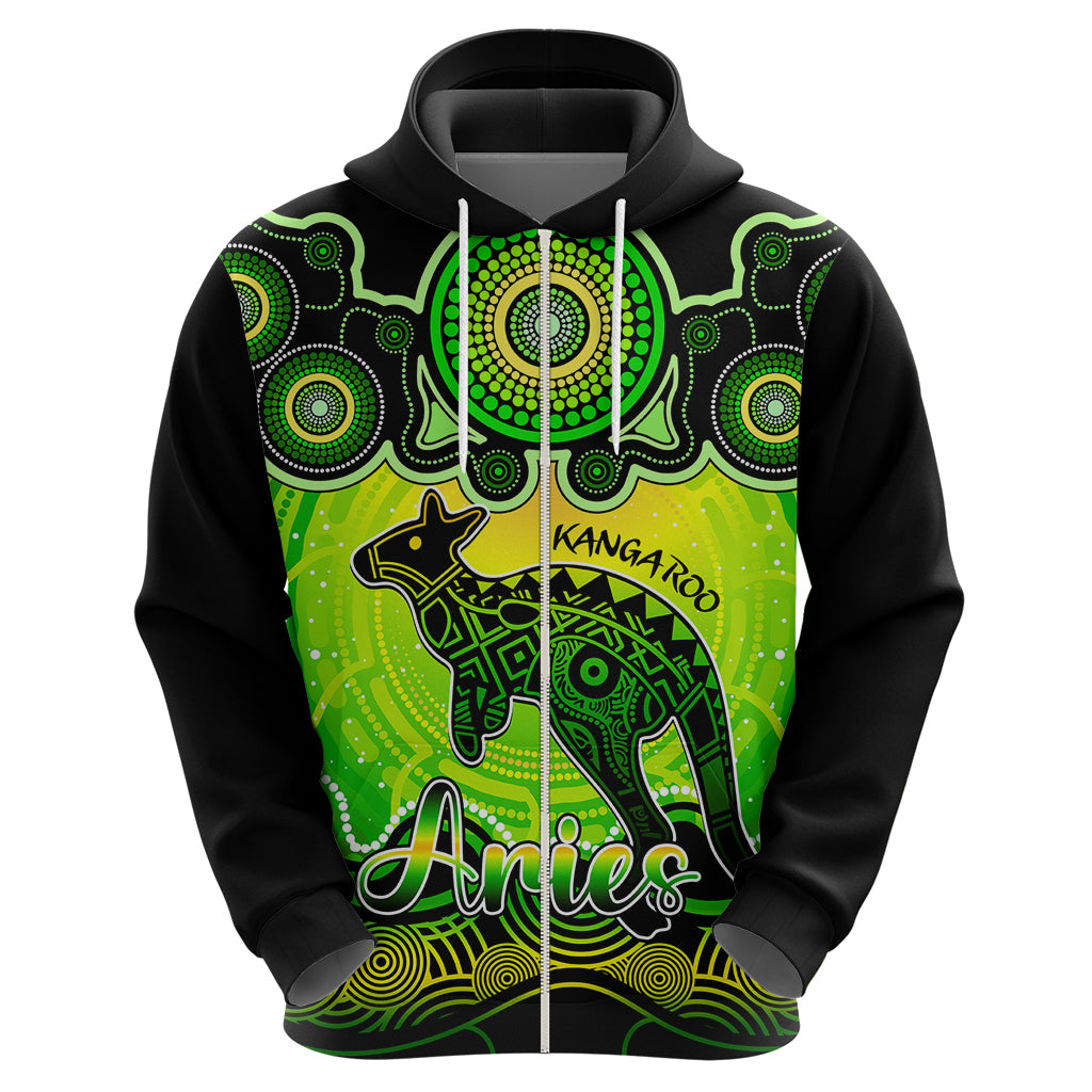 personalised-australia-aries-kangaroo-zodiac-hoodie-auz-astrology-aboriginal-green