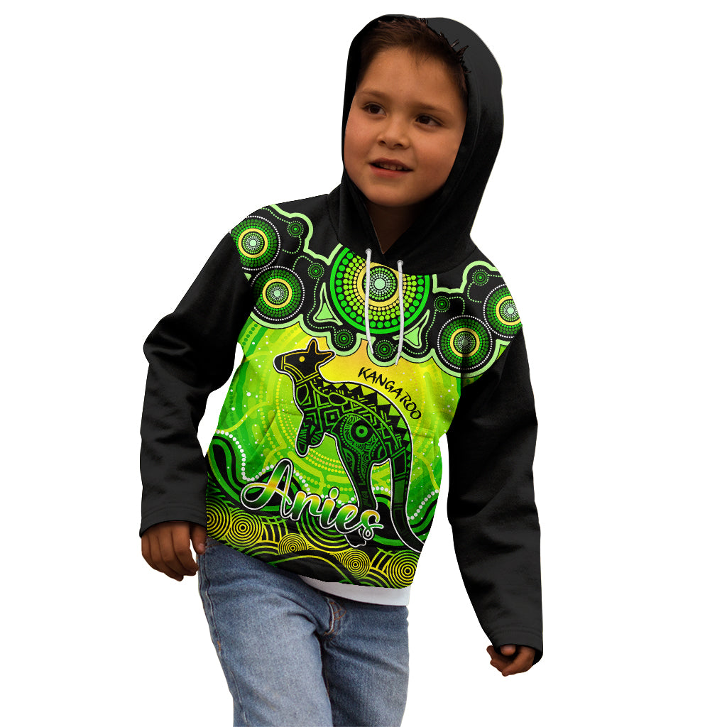 personalised-australia-aries-kangaroo-zodiac-kid-hoodie-auz-astrology-aboriginal-green