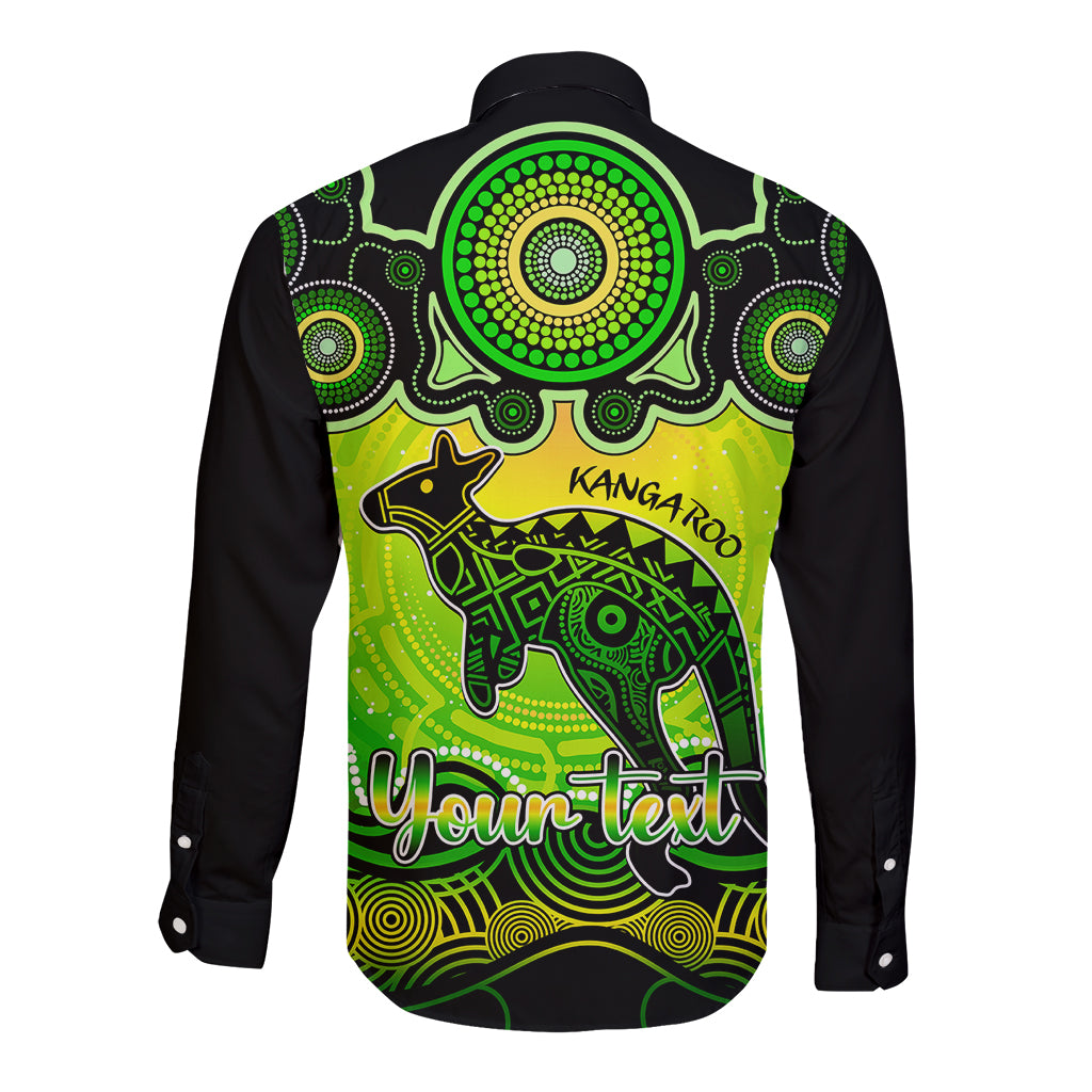 personalised-australia-aries-kangaroo-zodiac-long-sleeve-button-shirt-auz-astrology-aboriginal-green