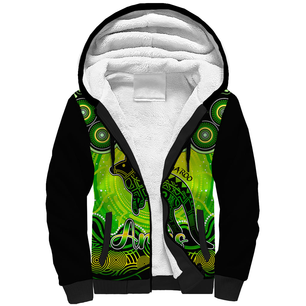 personalised-australia-aries-kangaroo-zodiac-sherpa-hoodie-auz-astrology-aboriginal-green