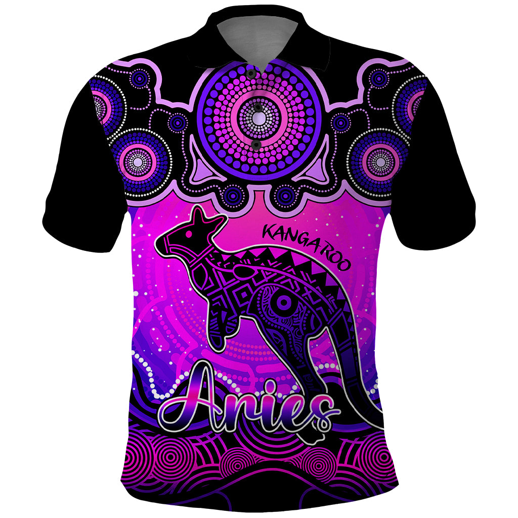 personalised-australia-aries-kangaroo-zodiac-polo-shirt-auz-astrology-aboriginal-magenta