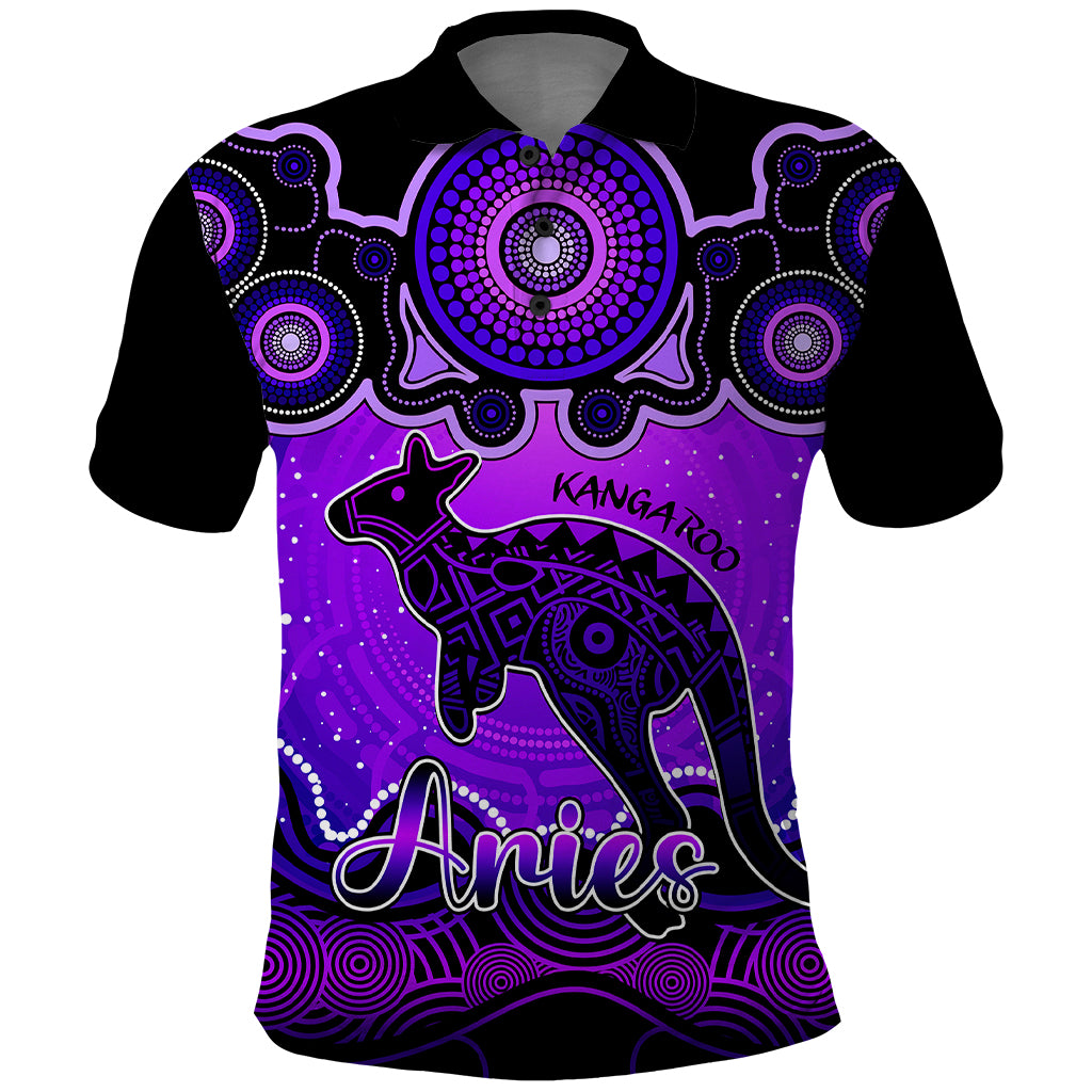 personalised-australia-aries-kangaroo-zodiac-polo-shirt-auz-astrology-aboriginal-purple