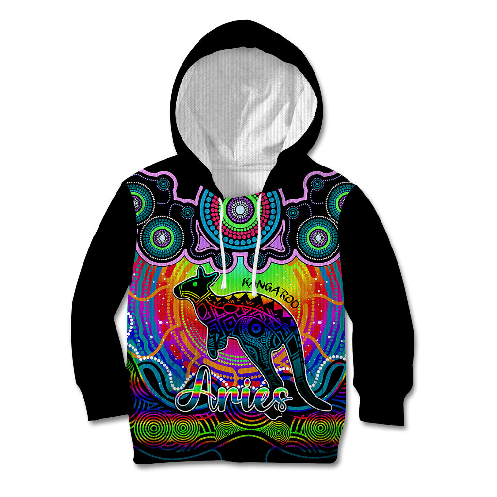 personalised-australia-aries-kangaroo-zodiac-kid-hoodie-auz-astrology-aboriginal-rainbow