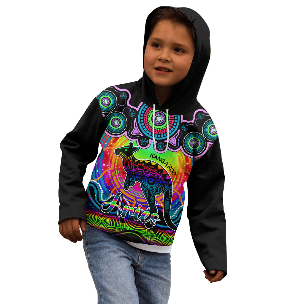 personalised-australia-aries-kangaroo-zodiac-kid-hoodie-auz-astrology-aboriginal-rainbow