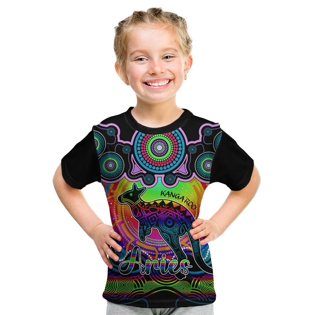 personalised-australia-aries-kangaroo-zodiac-kid-t-shirt-auz-astrology-aboriginal-rainbow