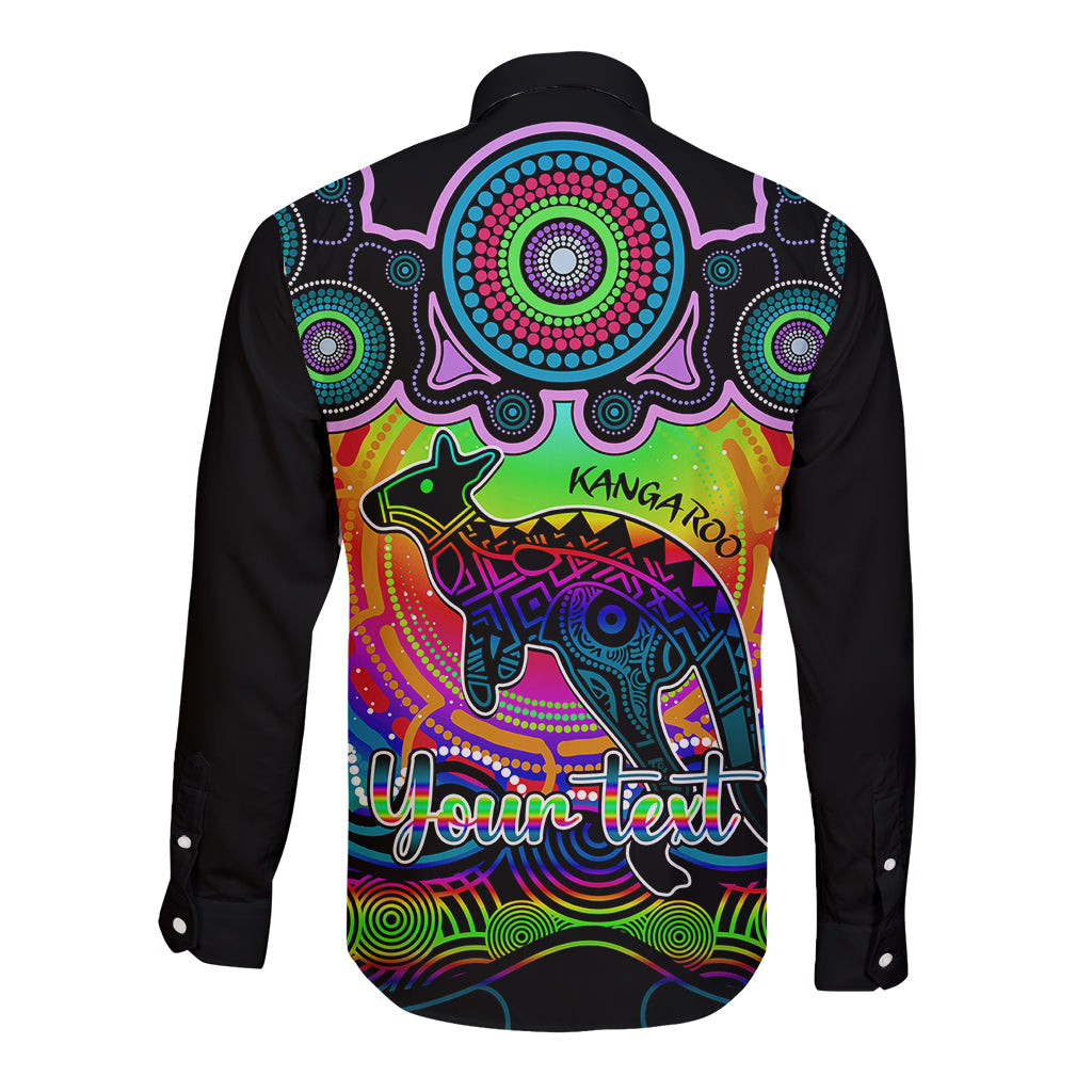 personalised-australia-aries-kangaroo-zodiac-long-sleeve-button-shirt-auz-astrology-aboriginal-rainbow