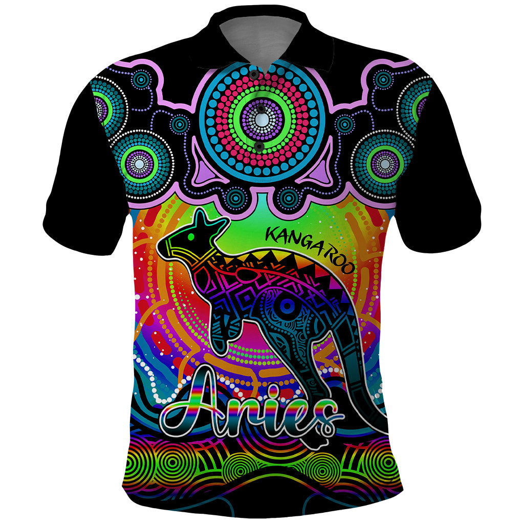 personalised-australia-aries-kangaroo-zodiac-polo-shirt-auz-astrology-aboriginal-rainbow