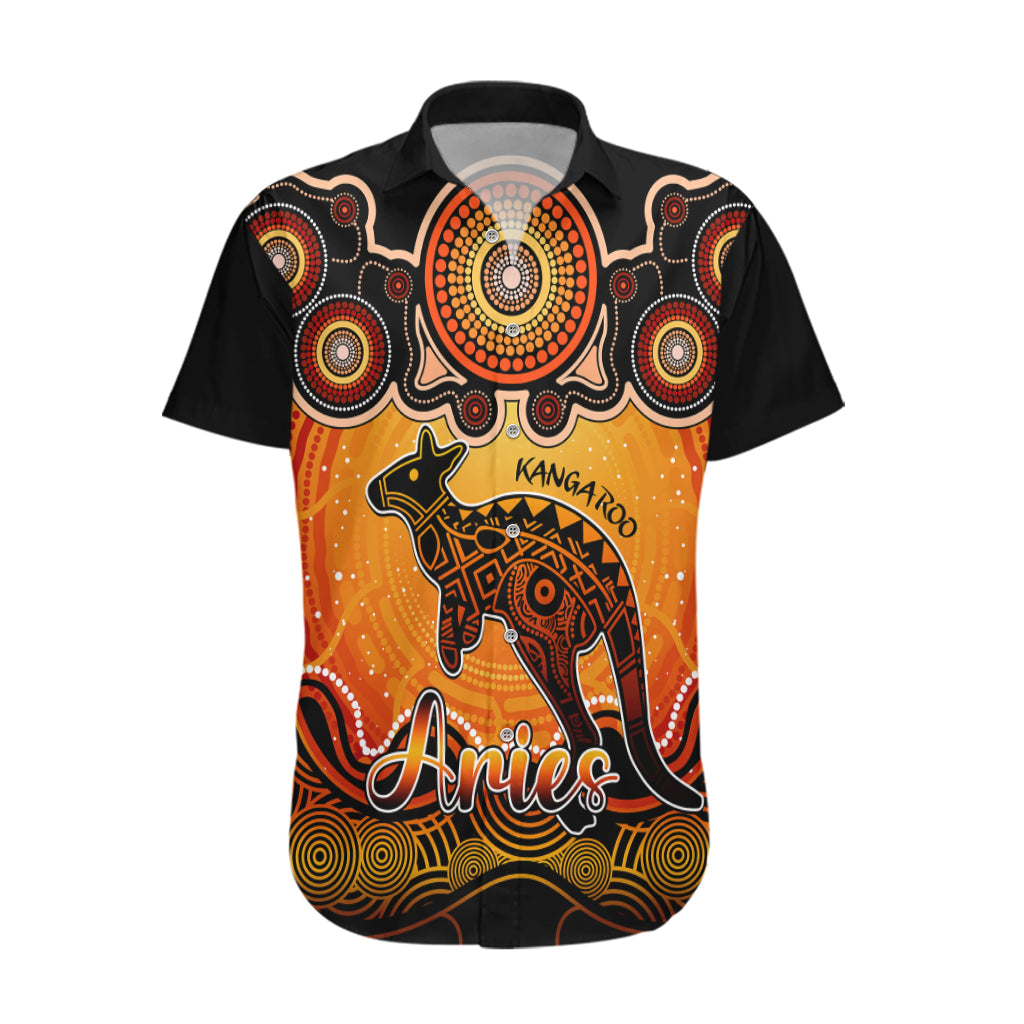 personalised-australia-aries-kangaroo-zodiac-hawaiian-shirt-auz-astrology-aboriginal-red