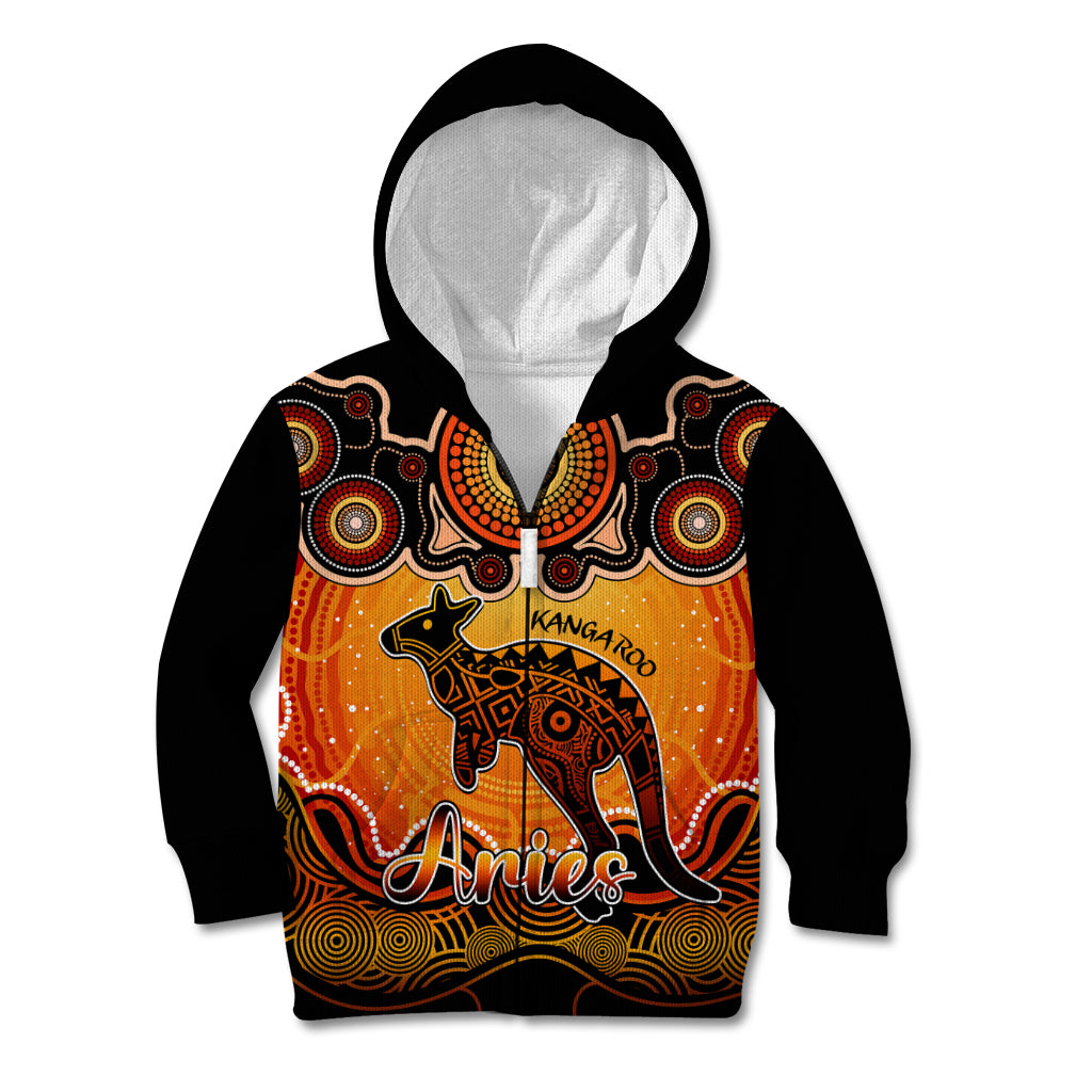 personalised-australia-aries-kangaroo-zodiac-kid-hoodie-auz-astrology-aboriginal-red