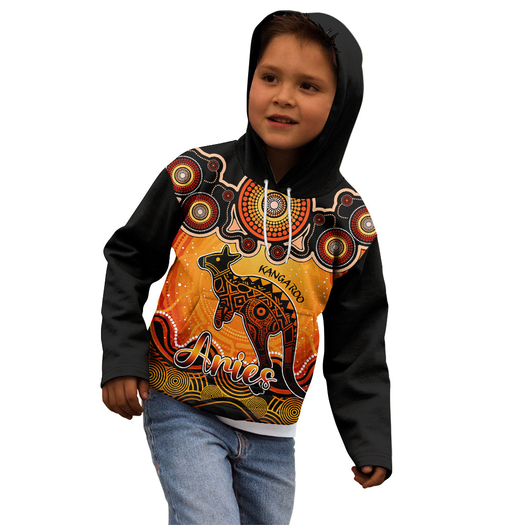 personalised-australia-aries-kangaroo-zodiac-kid-hoodie-auz-astrology-aboriginal-red