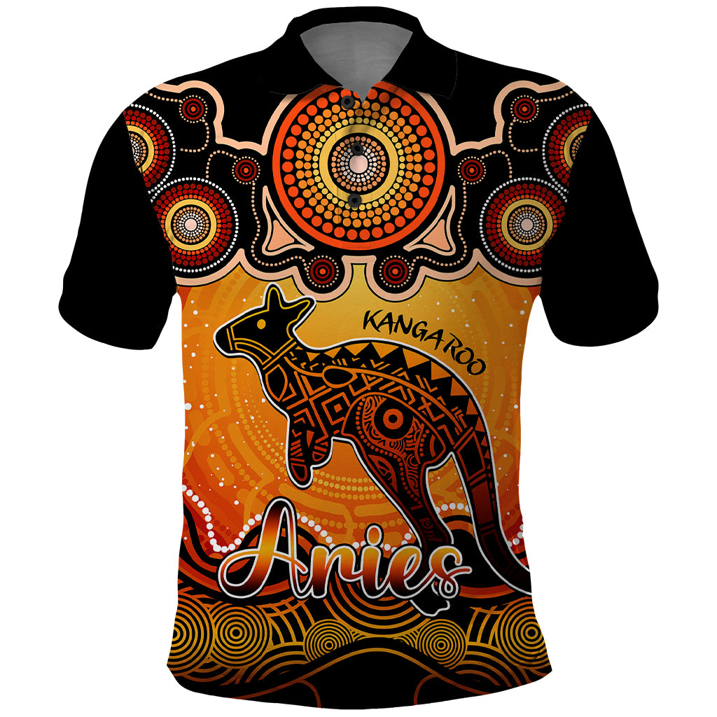 personalised-australia-aries-kangaroo-zodiac-polo-shirt-auz-astrology-aboriginal-red