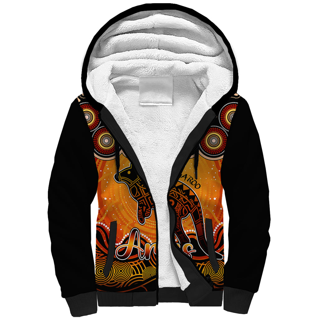 personalised-australia-aries-kangaroo-zodiac-sherpa-hoodie-auz-astrology-aboriginal-red