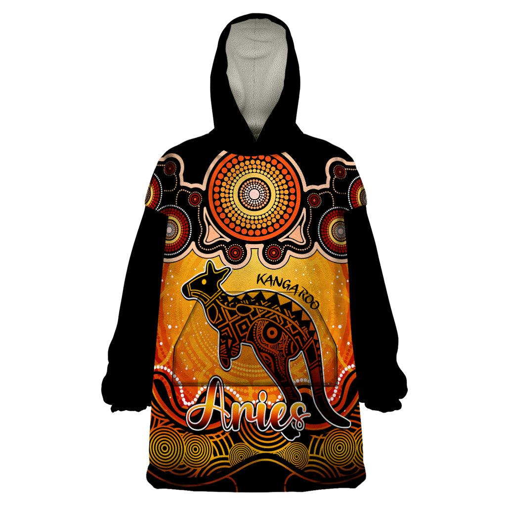 personalised-australia-aries-kangaroo-zodiac-wearable-blanket-hoodie-auz-astrology-aboriginal-red