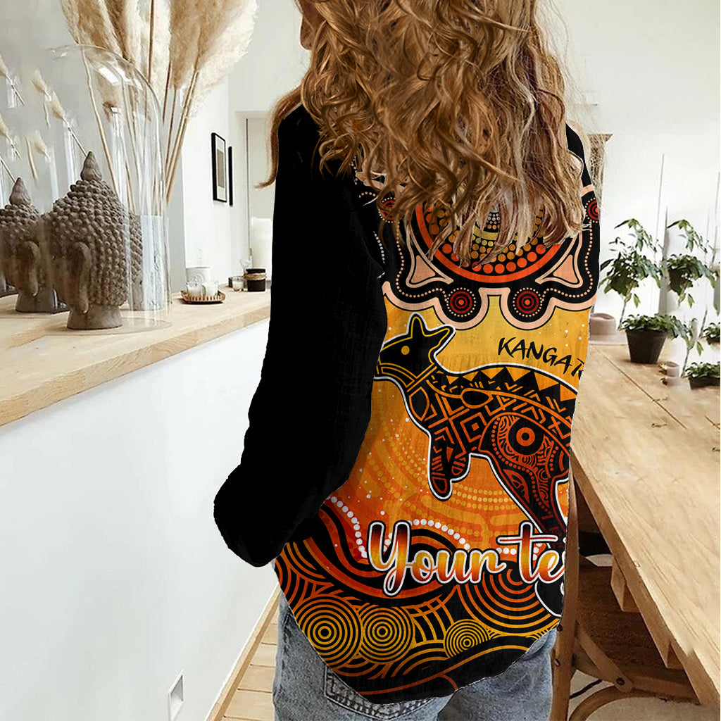 Personalised Australia Aries Kangaroo Zodiac Women Casual Shirt Auz Astrology Aboriginal - Red LT9