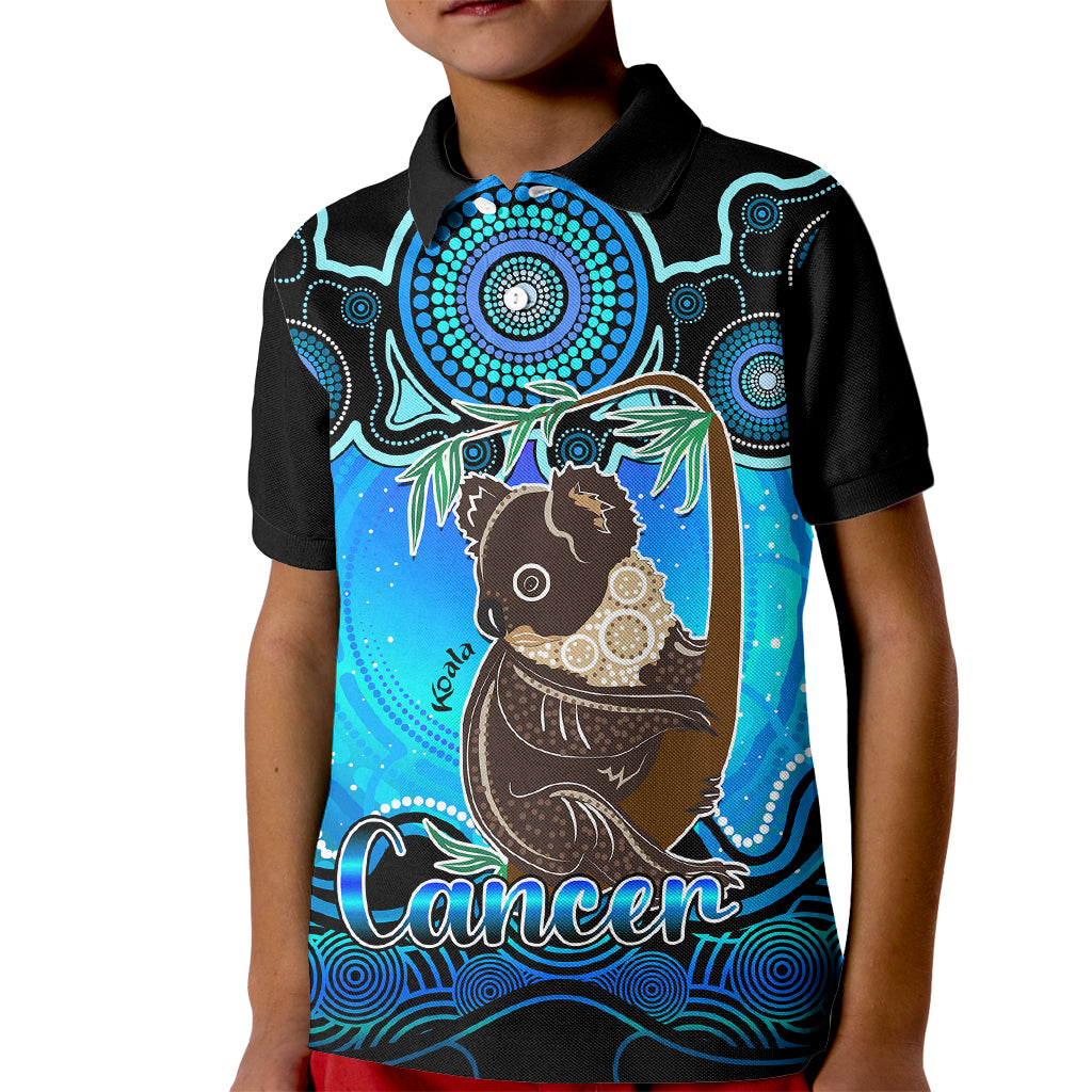 personalised-australia-cancer-koala-zodiac-kid-polo-shirt-auz-astrology-aboriginal-aqua