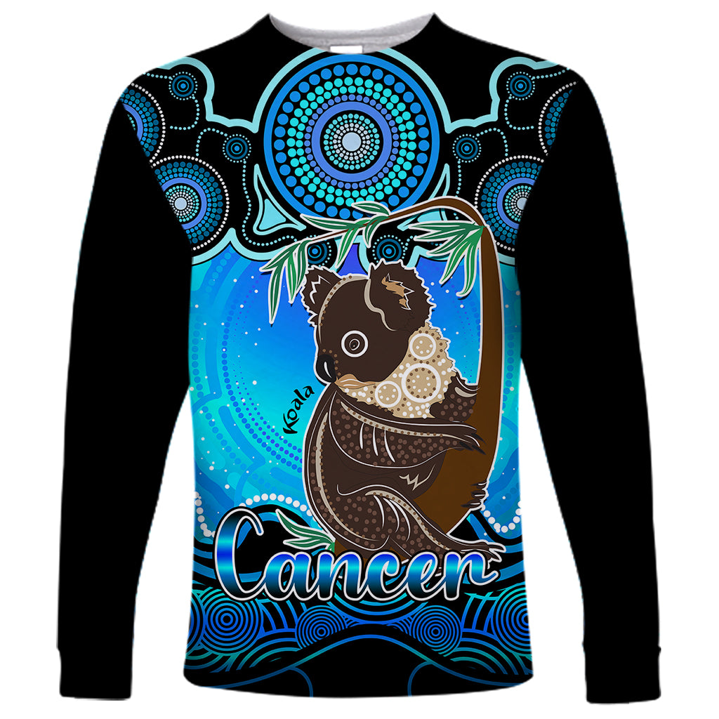 personalised-australia-cancer-koala-zodiac-long-sleeve-shirt-auz-astrology-aboriginal-aqua