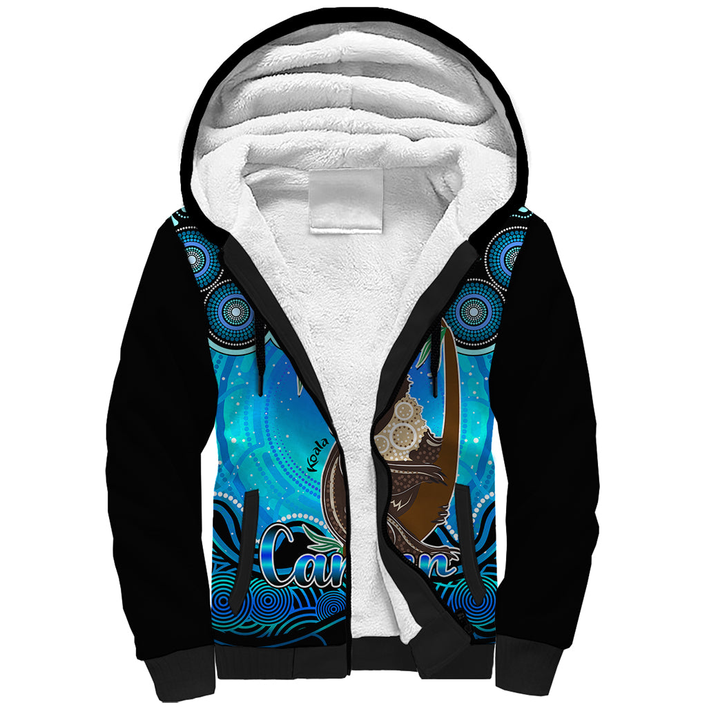 personalised-australia-cancer-koala-zodiac-sherpa-hoodie-auz-astrology-aboriginal-aqua