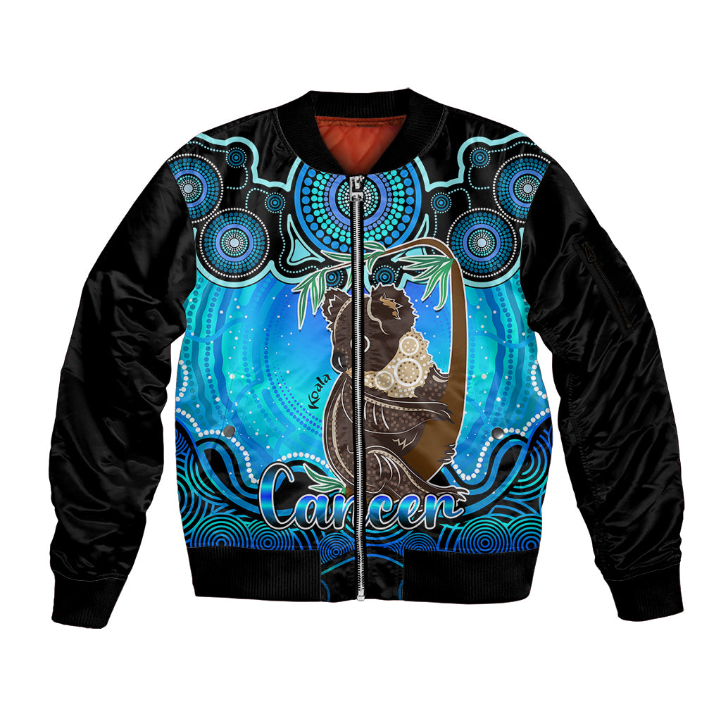 personalised-australia-cancer-koala-zodiac-sleeve-zip-bomber-jacket-auz-astrology-aboriginal-aqua