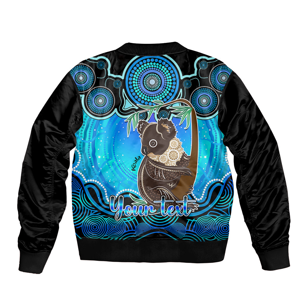 personalised-australia-cancer-koala-zodiac-sleeve-zip-bomber-jacket-auz-astrology-aboriginal-aqua