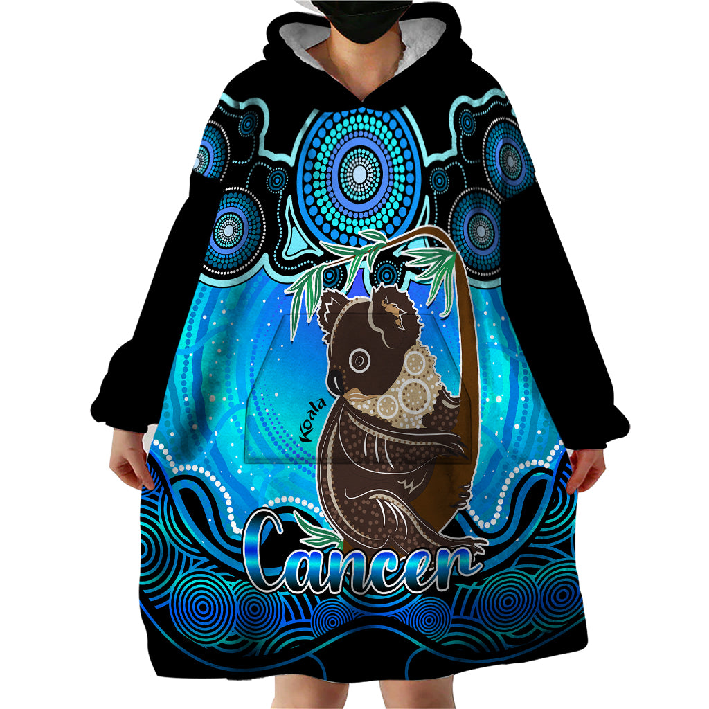 personalised-australia-cancer-koala-zodiac-wearable-blanket-hoodie-auz-astrology-aboriginal-aqua