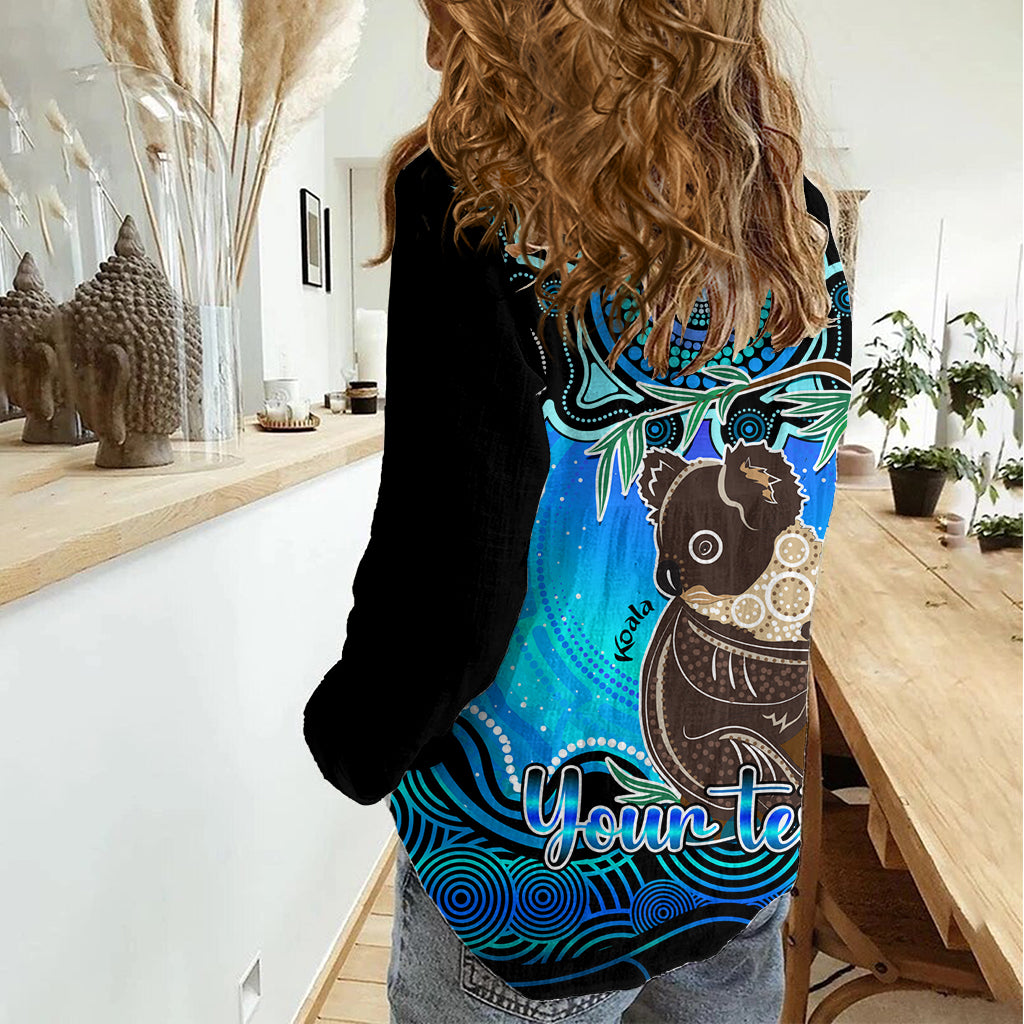 Personalised Australia Cancer Koala Zodiac Women Casual Shirt Auz Astrology Aboriginal - Aqua LT9