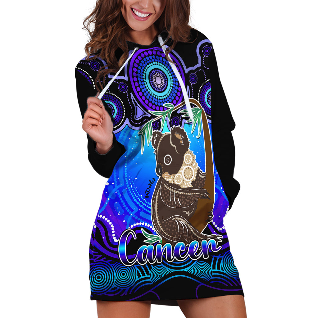 personalised-australia-cancer-koala-zodiac-hoodie-dress-auz-astrology-aboriginal-blue