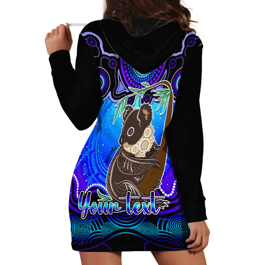 personalised-australia-cancer-koala-zodiac-hoodie-dress-auz-astrology-aboriginal-blue