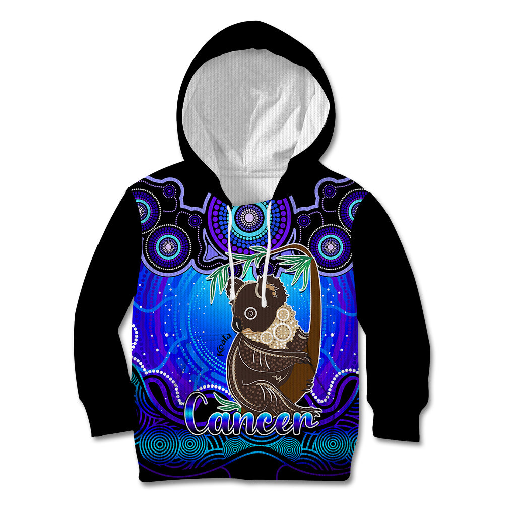 personalised-australia-cancer-koala-zodiac-kid-hoodie-auz-astrology-aboriginal-blue