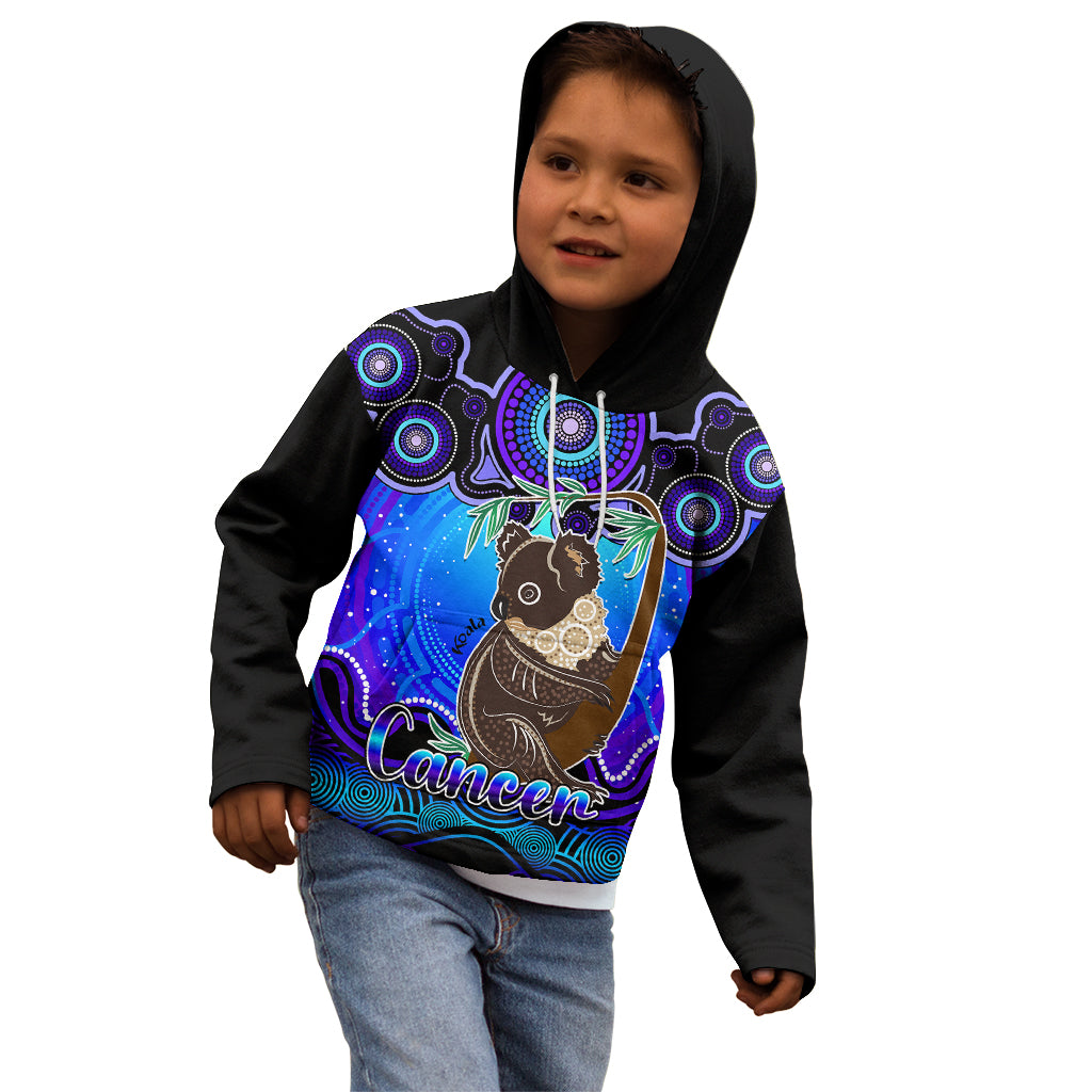 personalised-australia-cancer-koala-zodiac-kid-hoodie-auz-astrology-aboriginal-blue