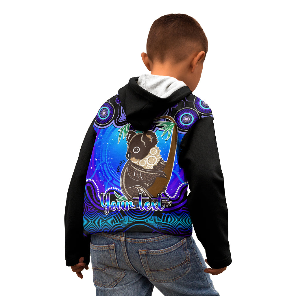 personalised-australia-cancer-koala-zodiac-kid-hoodie-auz-astrology-aboriginal-blue