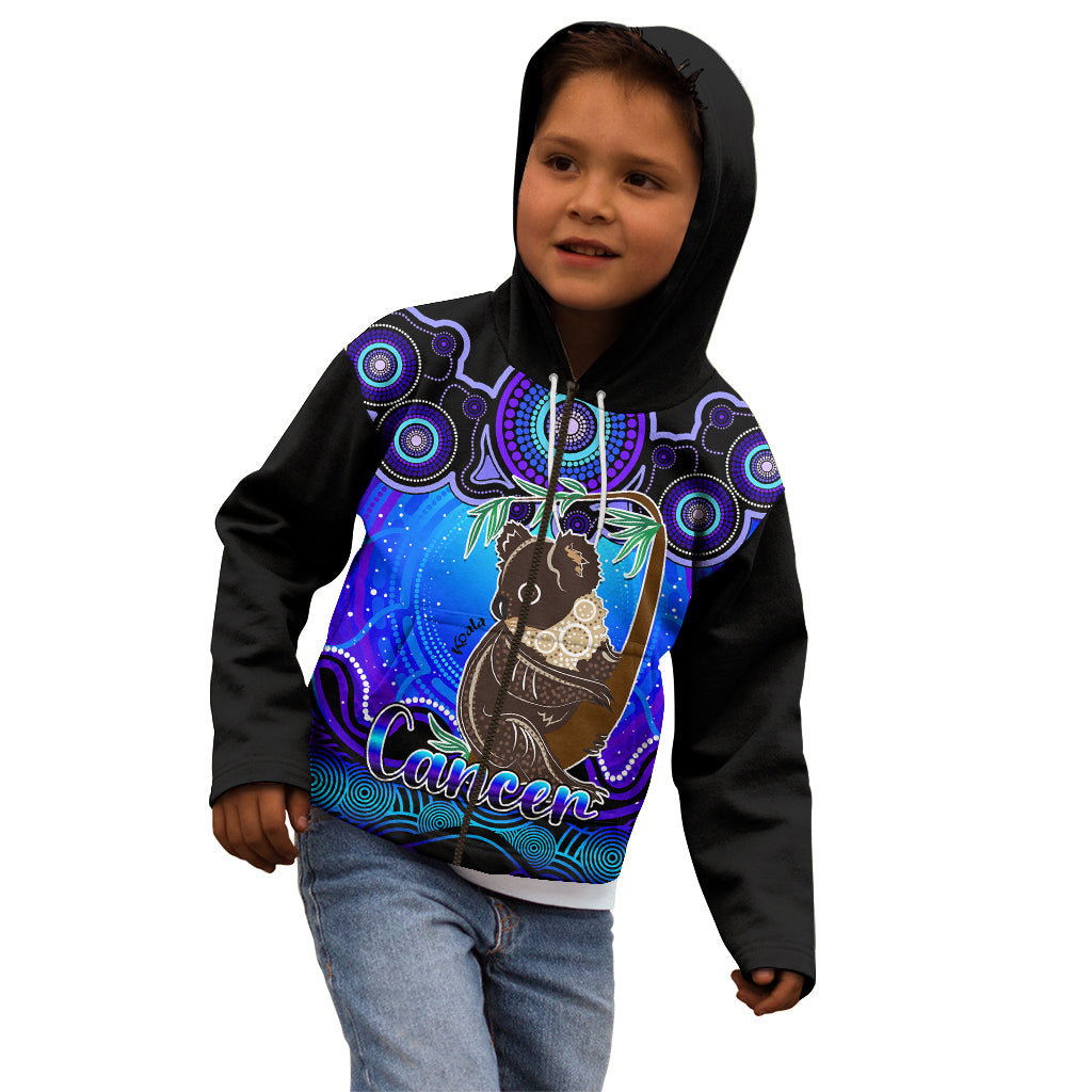 personalised-australia-cancer-koala-zodiac-kid-hoodie-auz-astrology-aboriginal-blue