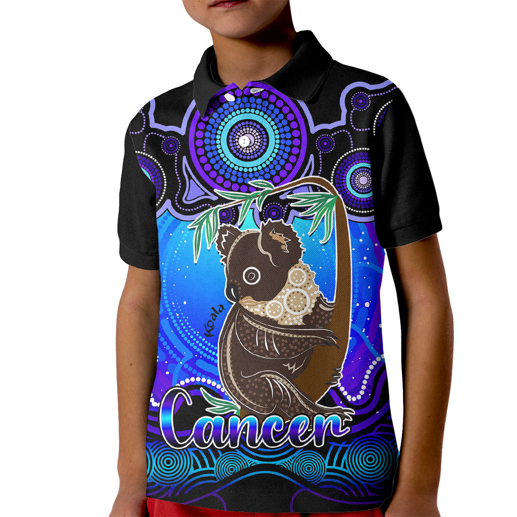 personalised-australia-cancer-koala-zodiac-kid-polo-shirt-auz-astrology-aboriginal-blue