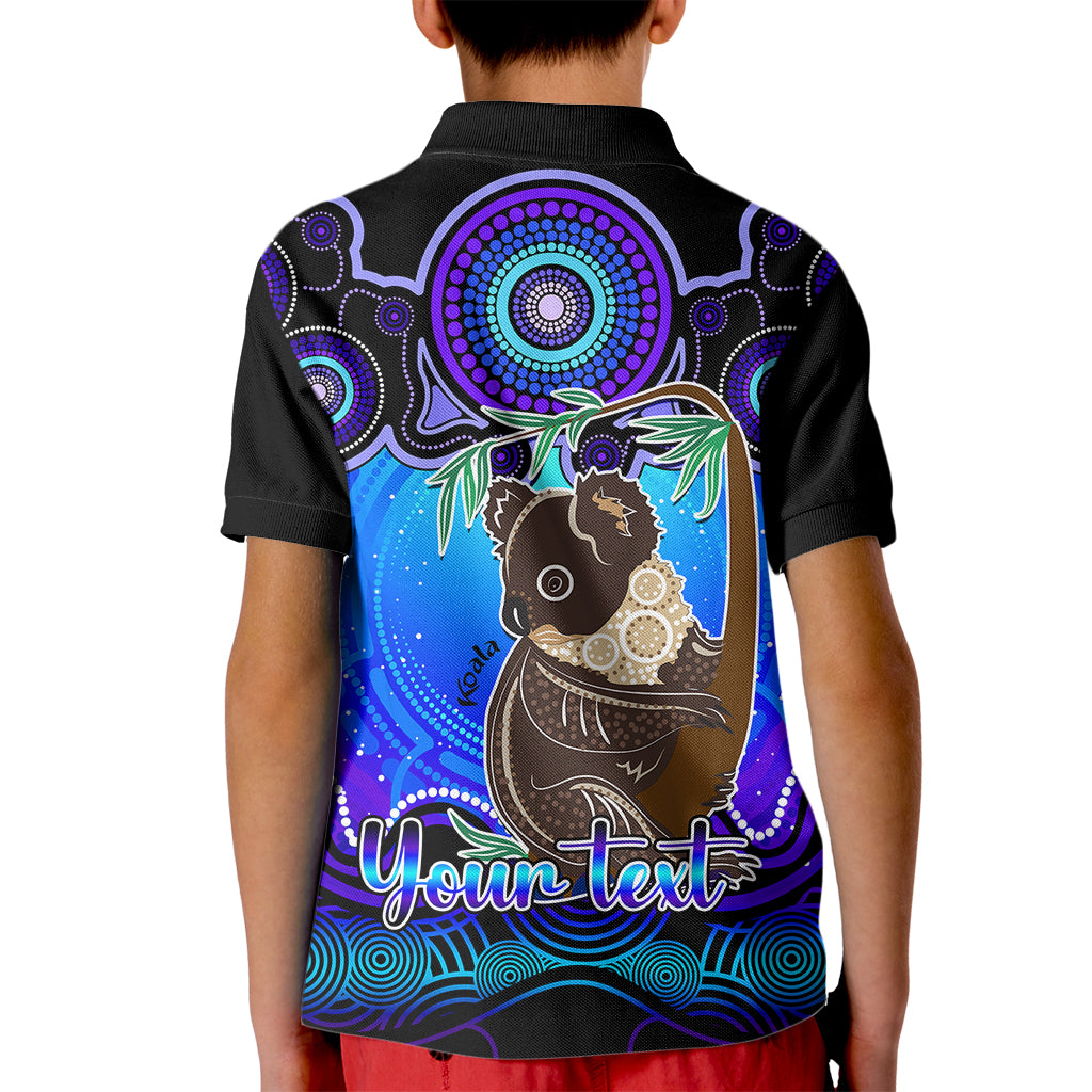 personalised-australia-cancer-koala-zodiac-kid-polo-shirt-auz-astrology-aboriginal-blue