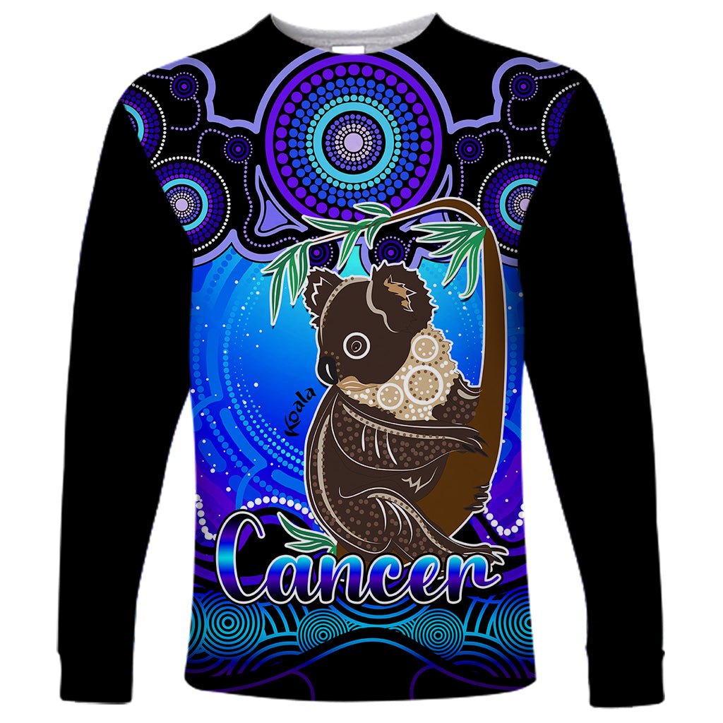 personalised-australia-cancer-koala-zodiac-long-sleeve-shirt-auz-astrology-aboriginal-blue