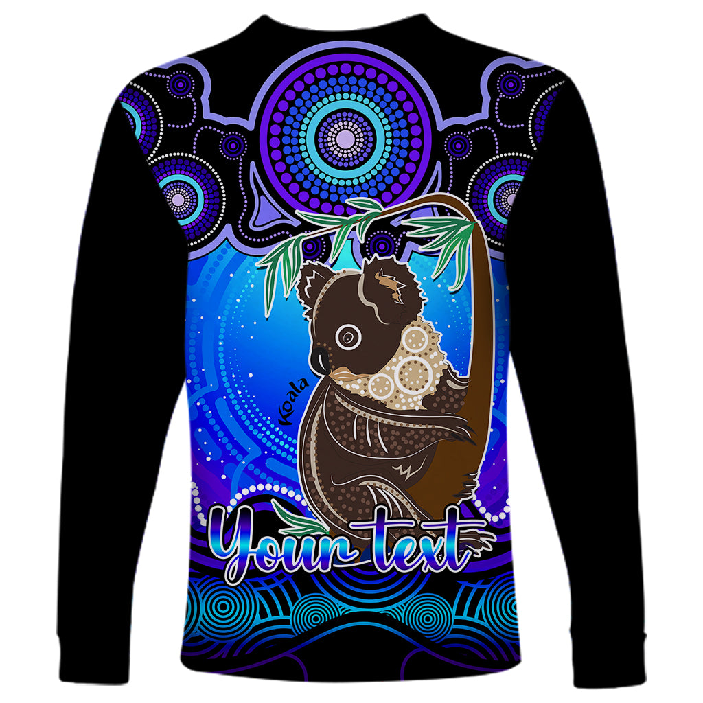 personalised-australia-cancer-koala-zodiac-long-sleeve-shirt-auz-astrology-aboriginal-blue