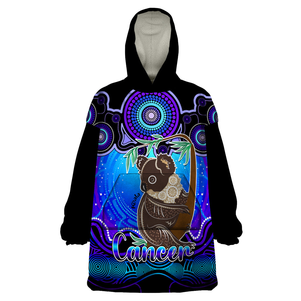 personalised-australia-cancer-koala-zodiac-wearable-blanket-hoodie-auz-astrology-aboriginal-blue