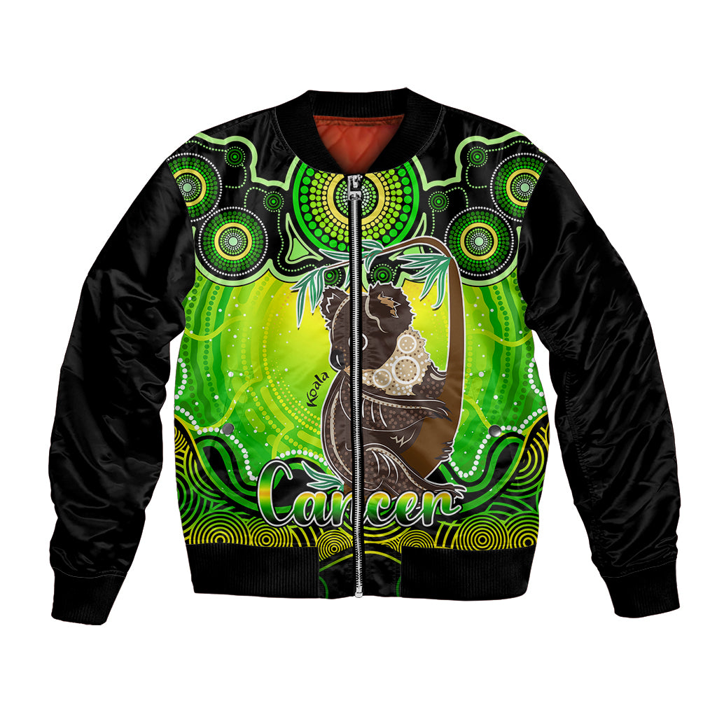 personalised-australia-cancer-koala-zodiac-bomber-jacket-auz-astrology-aboriginal-green