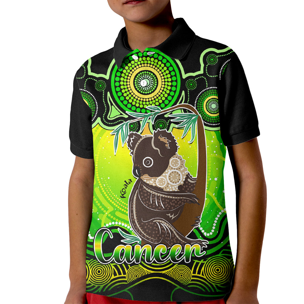 personalised-australia-cancer-koala-zodiac-kid-polo-shirt-auz-astrology-aboriginal-green