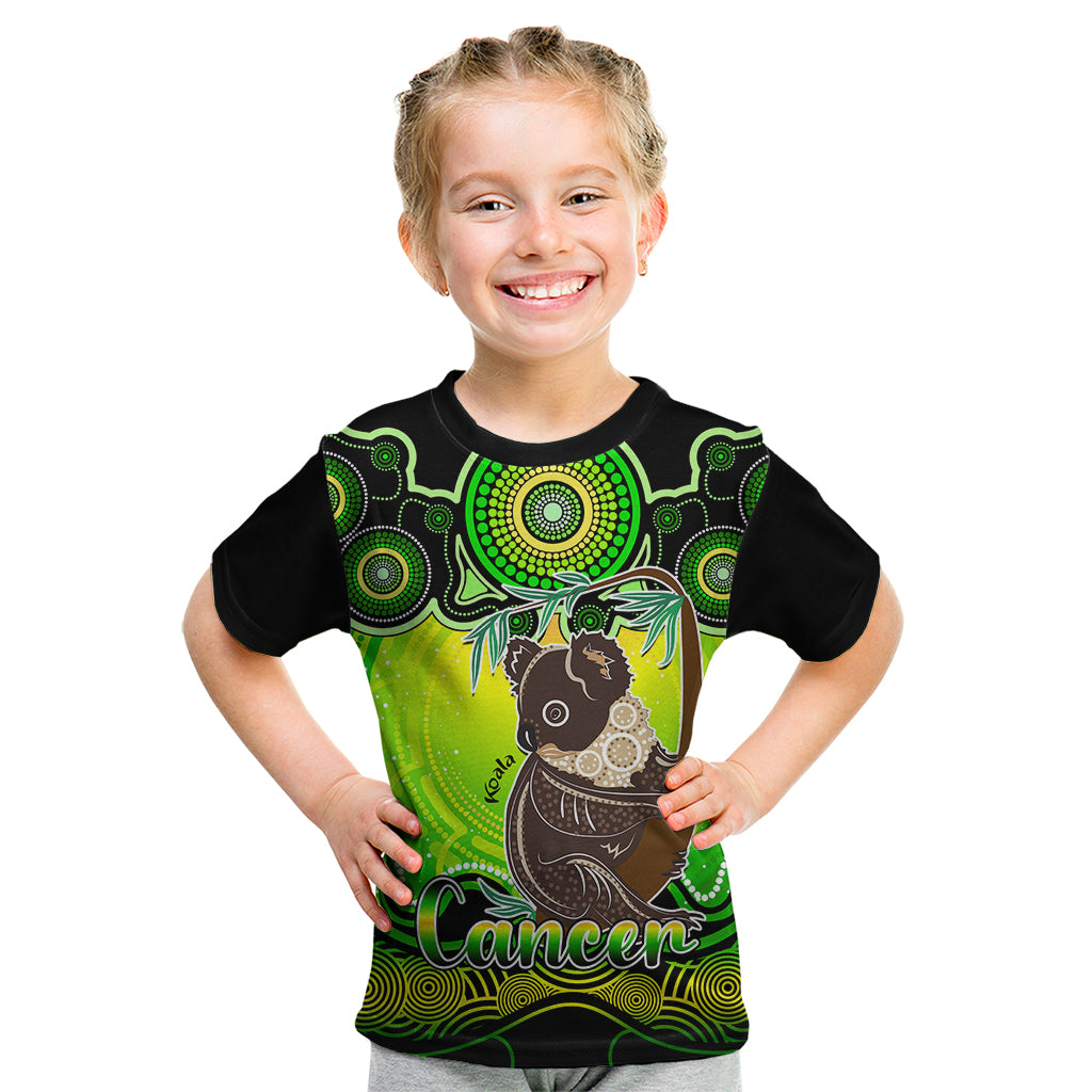 personalised-australia-cancer-koala-zodiac-kid-t-shirt-auz-astrology-aboriginal-green