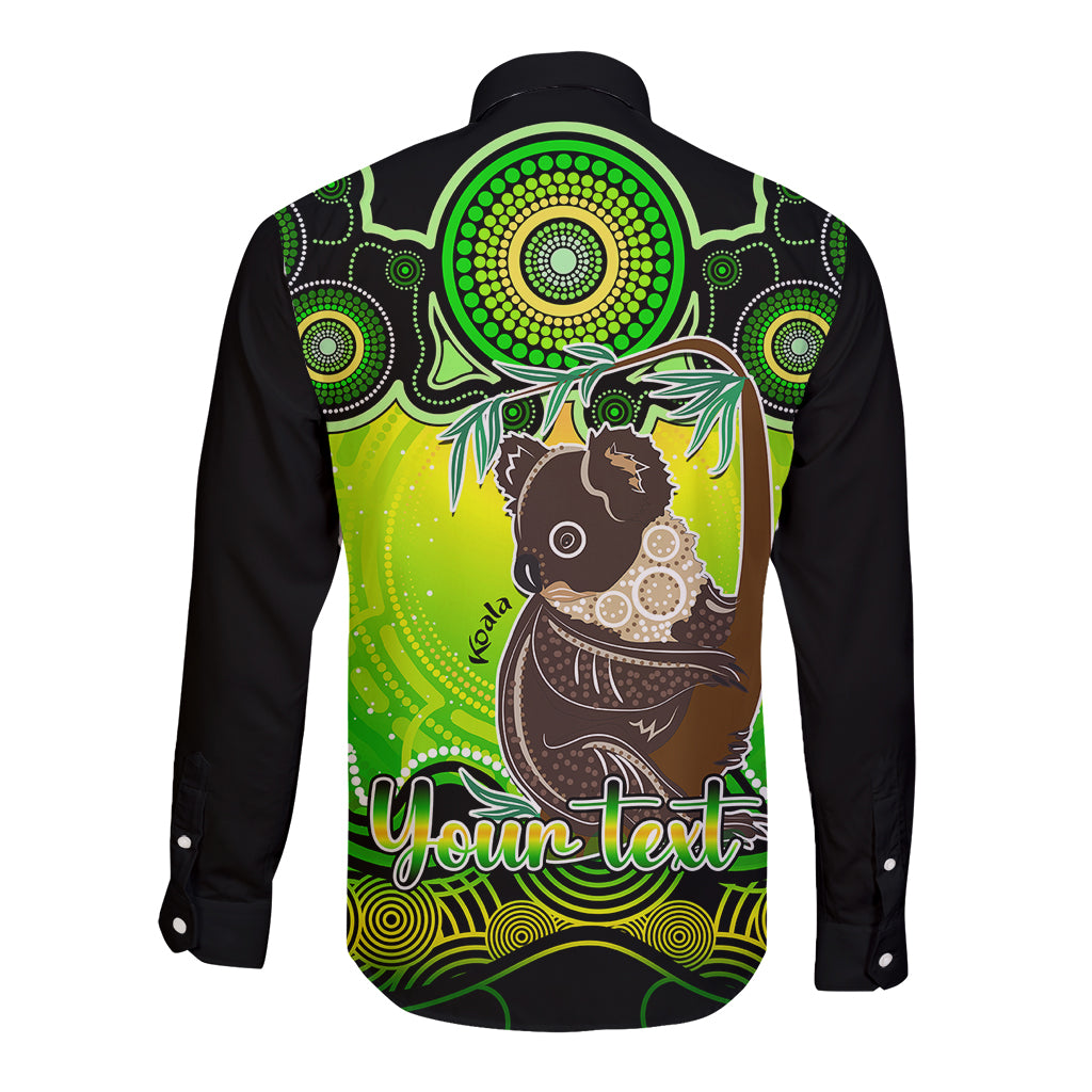 personalised-australia-cancer-koala-zodiac-long-sleeve-button-shirt-auz-astrology-aboriginal-green