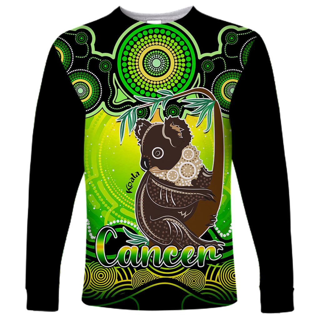 personalised-australia-cancer-koala-zodiac-long-sleeve-shirt-auz-astrology-aboriginal-green