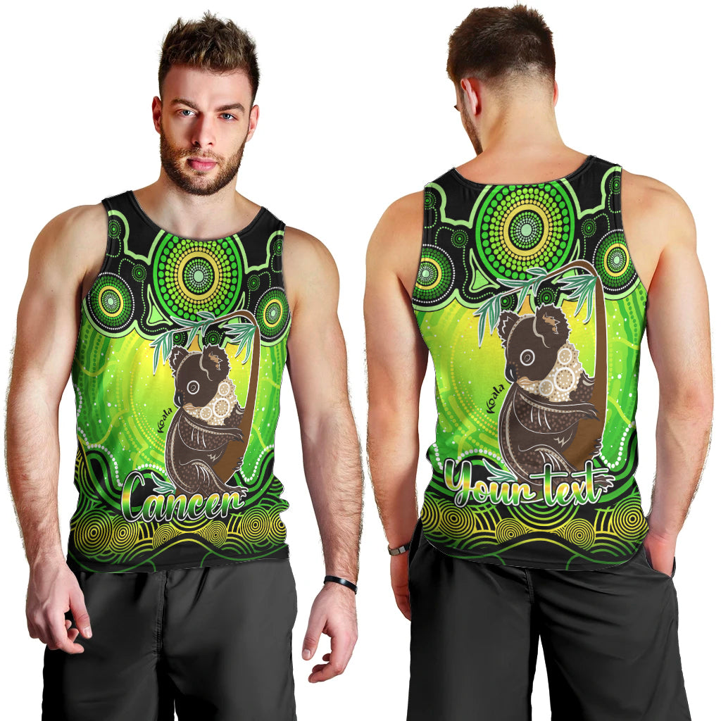 personalised-australia-cancer-koala-zodiac-men-tank-top-auz-astrology-aboriginal-green