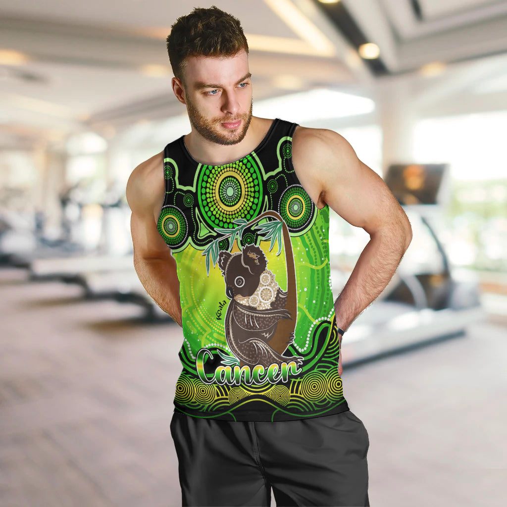 personalised-australia-cancer-koala-zodiac-men-tank-top-auz-astrology-aboriginal-green