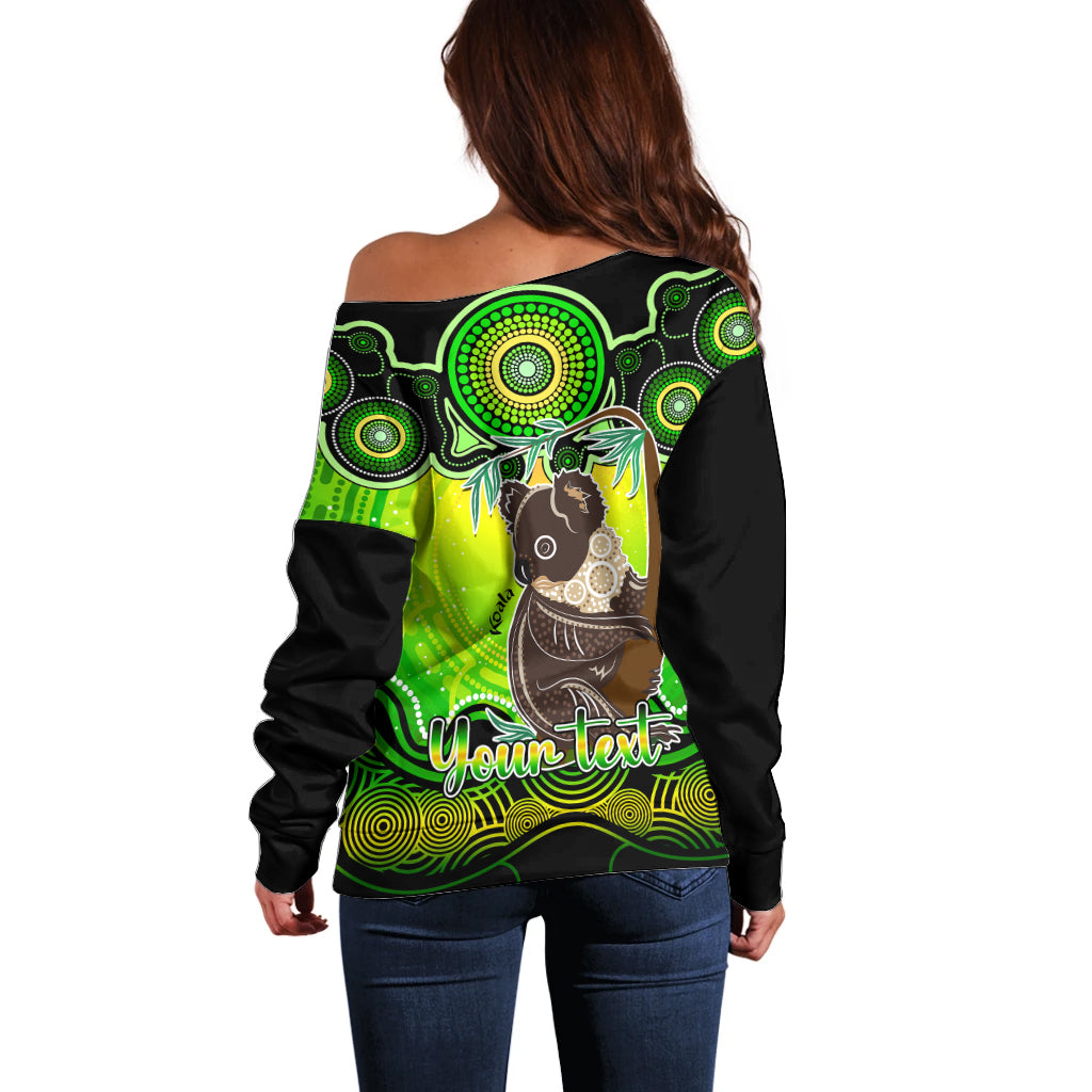 personalised-australia-cancer-koala-zodiac-off-shoulder-sweater-auz-astrology-aboriginal-green