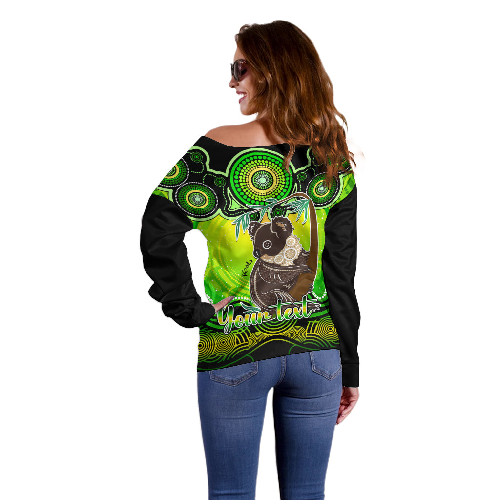 personalised-australia-cancer-koala-zodiac-off-shoulder-sweater-auz-astrology-aboriginal-green