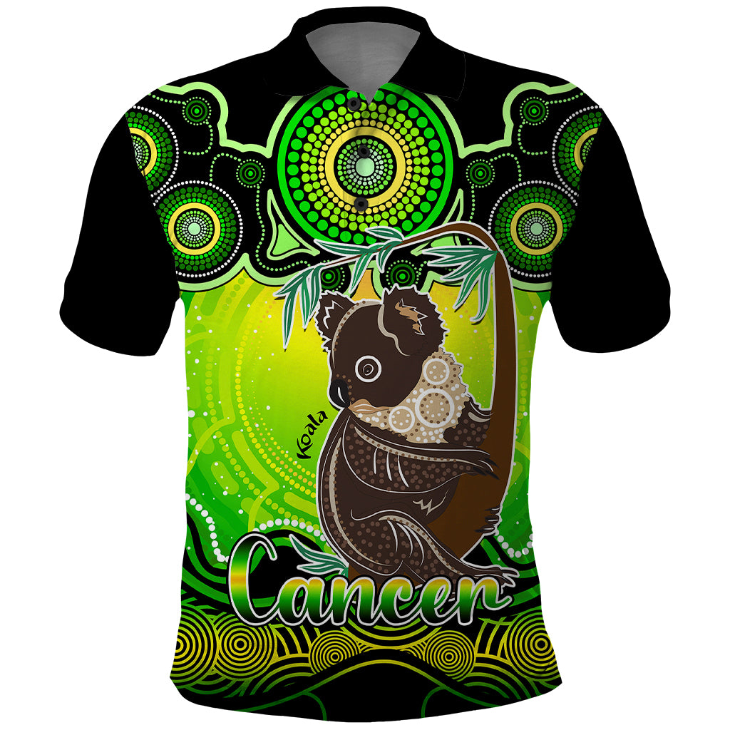 personalised-australia-cancer-koala-zodiac-polo-shirt-auz-astrology-aboriginal-green