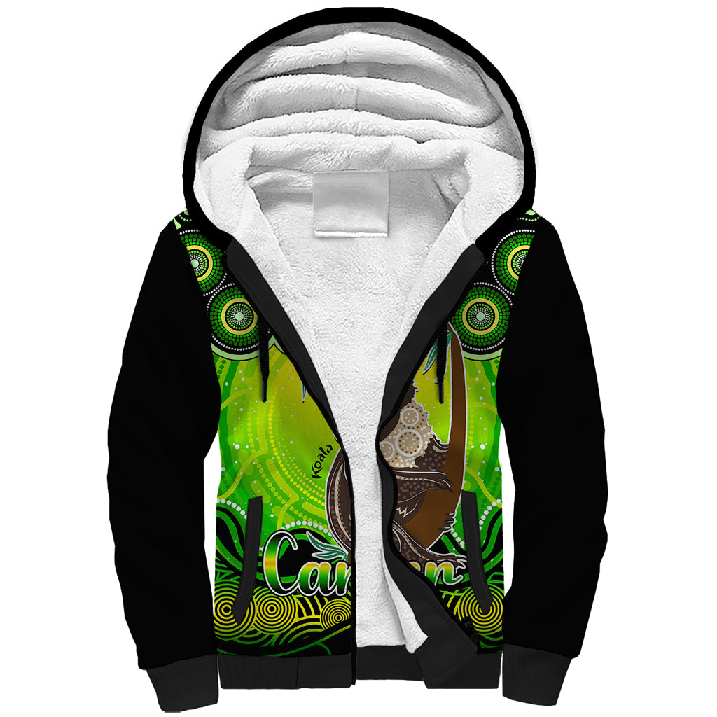 personalised-australia-cancer-koala-zodiac-sherpa-hoodie-auz-astrology-aboriginal-green