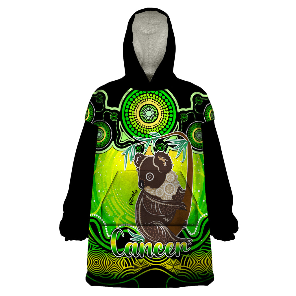 personalised-australia-cancer-koala-zodiac-wearable-blanket-hoodie-auz-astrology-aboriginal-green