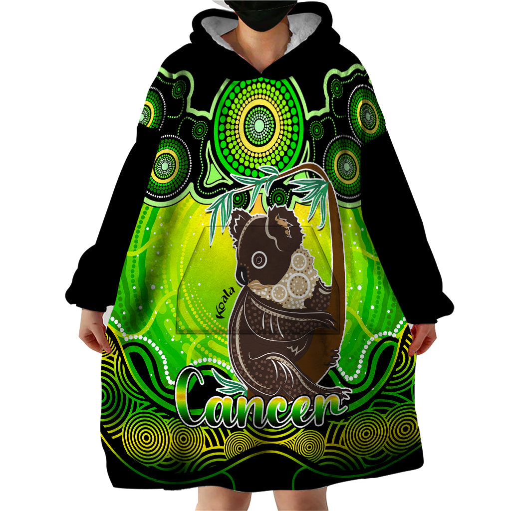 personalised-australia-cancer-koala-zodiac-wearable-blanket-hoodie-auz-astrology-aboriginal-green