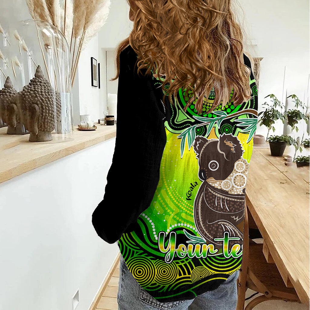 Personalised Australia Cancer Koala Zodiac Women Casual Shirt Auz Astrology Aboriginal - Green LT9